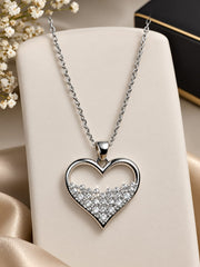 Elegant Heart Crystal Pendant Necklace – Silver Love Charm