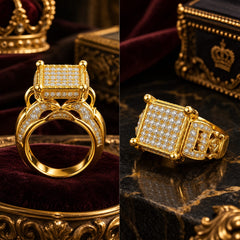 Luxury Gold Crystal Statement Ring – Premium Designer Ring