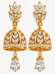 Royal Crystal Jhumka Earrings – Golden