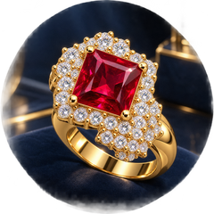 Ruby Square Luxury Ring