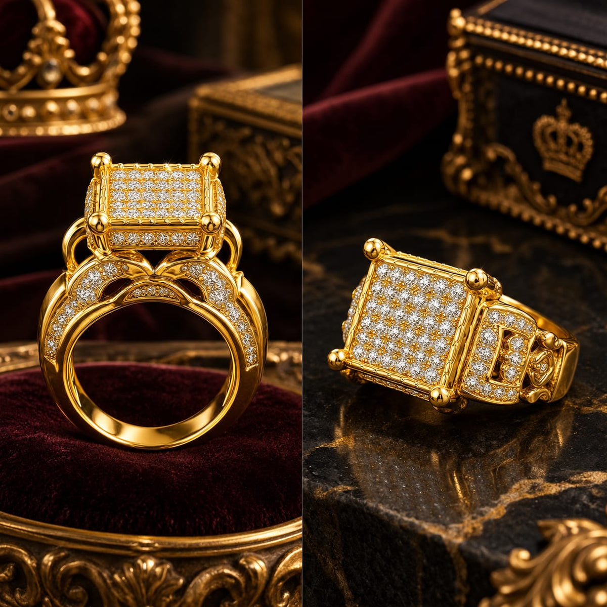 Luxury Gold Crystal Statement Ring – Premium Designer Ring