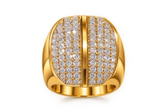 Gold Crystal Panel Ring