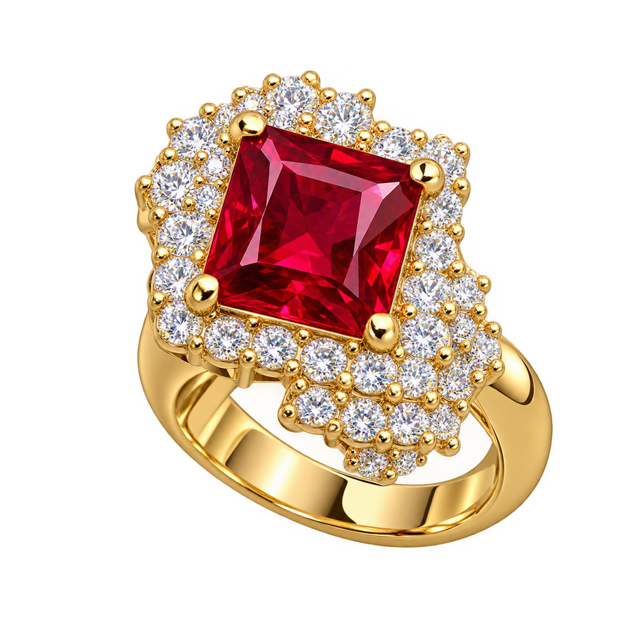 Ruby Square Statement Ring